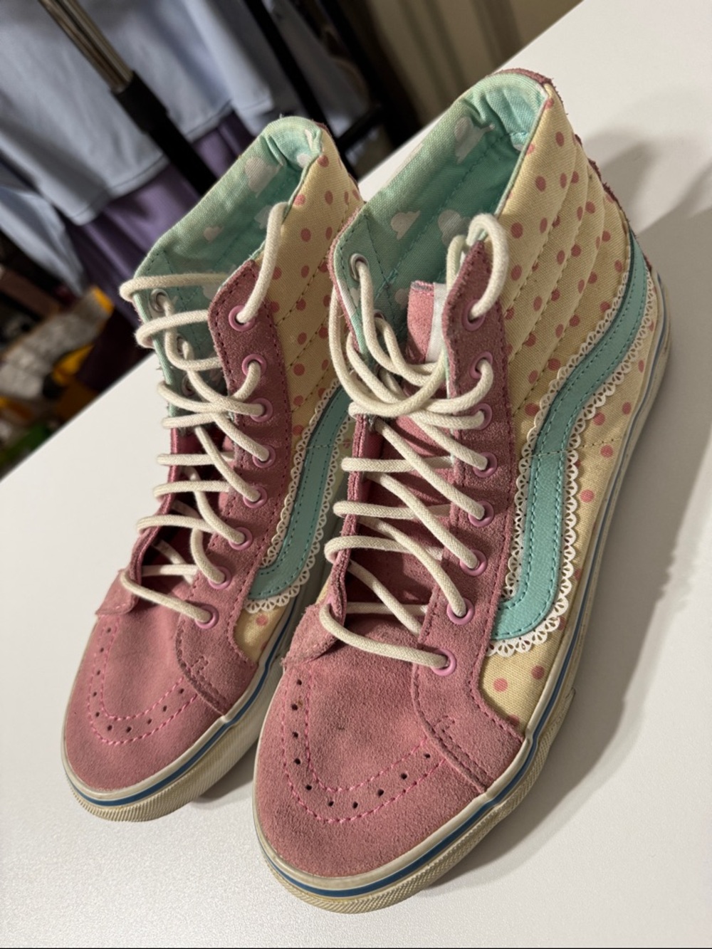 Vans Toy Story Lace-Up High-Top Pink, Cream & Aqua Sneakers Size 8
